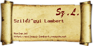 Szilágyi Lambert névjegykártya